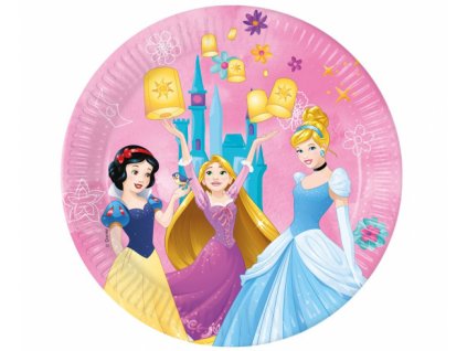 Papierové taniere Disney Princess Snehulienka, Rapunzel a Popoluška - 8 ks / 23 cm