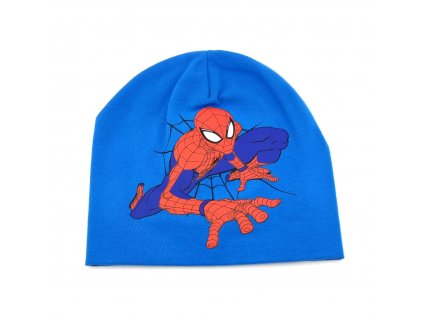 Chlapčenská bavlnená čiapka "Spider-man" - svetlo modrá