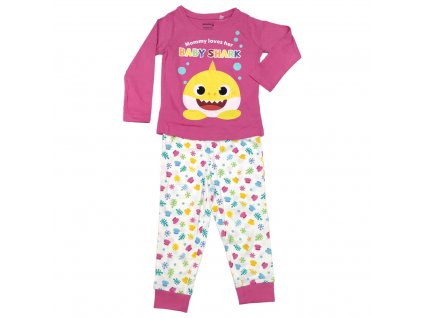 Dievčenské bavlnené pyžamo "Baby Shark" - ružová