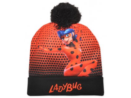 Dievčenská čiapka s brmbolcom Miraculous Lady Bug