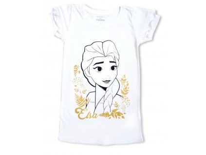 Dievčenská bavlnená nočná košeľa "Frozen" - biela