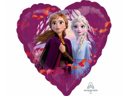 Fóliový balón srdce 18" - Anna a Elsa
