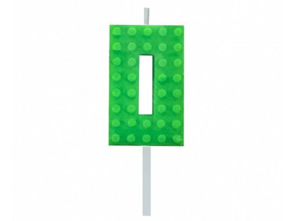 Tortová sviečka LEGO číslo 0 - zelená