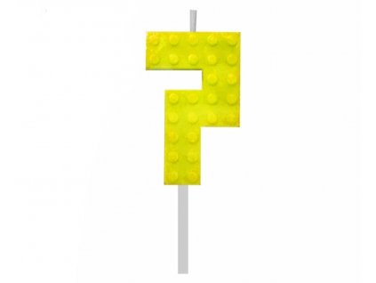 Tortová sviečka LEGO číslo 7 - žltá