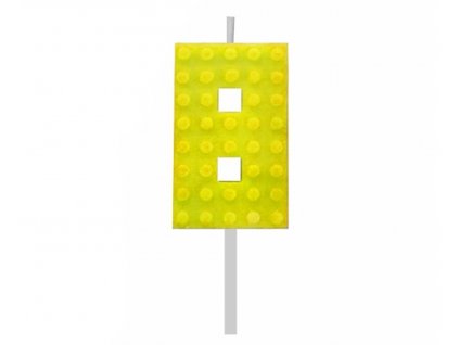 Tortová sviečka LEGO číslo 8 - žltá