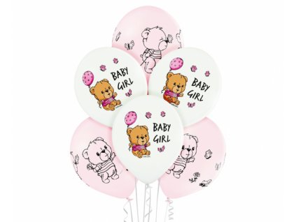Latexové balóny Teddy Baby Girl 12" - 6 ks