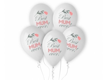 Latexové balóny Best Mum Ever 12" - 5 ks