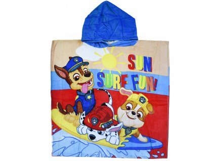 Detské bavlnené pončo osuška s kapucňou Sun surf Paw Patrol