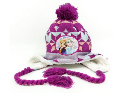 Dievčenská čiapka s brmbolcom "Frozen" - fialová