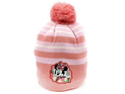Dievčenská čiapka s brmbolcom "Minnie mouse" - ružová