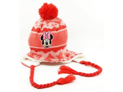 Dievčenská čiapka s brmbolcom "Minnie mouse" - červená