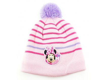 Dievčenská čiapka s brmbolcom "Minnie mouse" - fialová