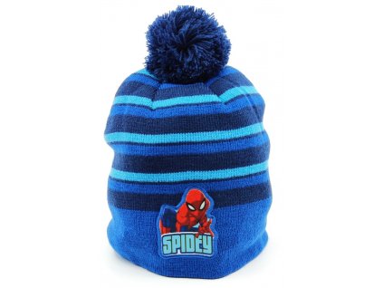Chlapčenská čiapka s brmbolcom "Spider-man" - tmavo modrá
