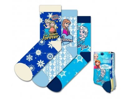 Dievčenské vysoké ponožky Sisters Frozen - 3ks v balení tyrkysová