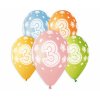 Latexové balóny číslo 3 PREMIUM mix farieb - na hélium - 5 ks
