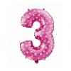 Fóliový balón číslo 3 so srdiečkami - ružová - 65 cm