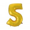 Fóliový balón číslo 5 - zlatá matná - 92 cm