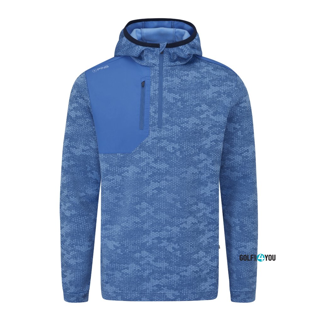 PING Nexa – pánská golfová mikina Seacrest/Tidal Blue (SensorWarm, DWR, 1/2 zip)