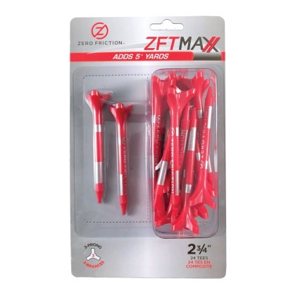 Zero Friction golfová týčka MAXX, 3 hroty, 2-3/4", balení 24ks, Red/Silver