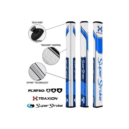 Super Stroke putter grip Traxion Flatso 2.0  White/Blue