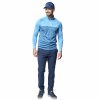 BACKTEE Mens Melange Zipneck Baselayer, Malibu blue