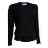 BACKTEE Ladies Solid V-neck Pullover, Navy