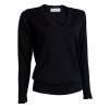 BACKTEE Ladies Solid V-neck Pullover, Navy