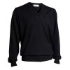 BACKTEE Mens Solid V-Neck Pullover, Black