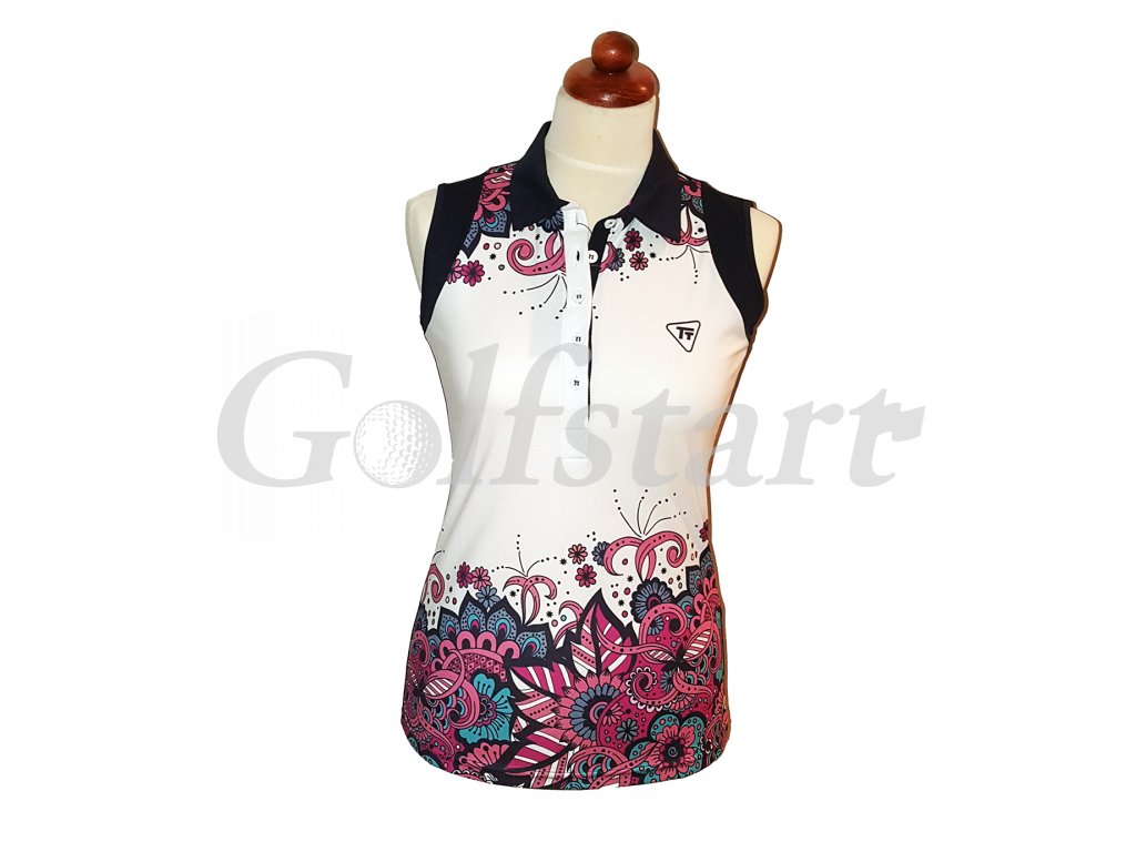 Tony Trevis dámské golfové tričko bez rukávů s květy