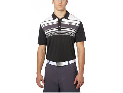 Puma Key Stripe pánské golfové tričko černé s pruhy