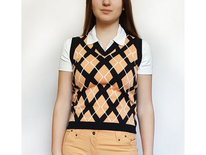 BackTee Ladies Retro golfová vesta - černo broskvová