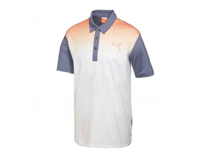 Puma Junior Glitch golfové tričko šedo oranžovo bílé