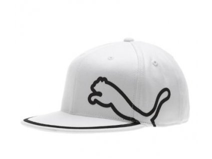 Puma Monolite Flat Brim golfová čepice bílá s černou pumou