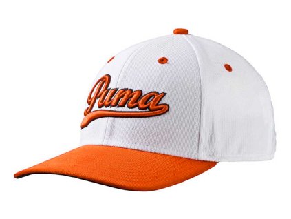 Puma Junior Script Fitted golfová čepice bílo oranžová