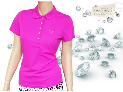 Tony Trevis dámské golfové tričko Swarovski elements - pink