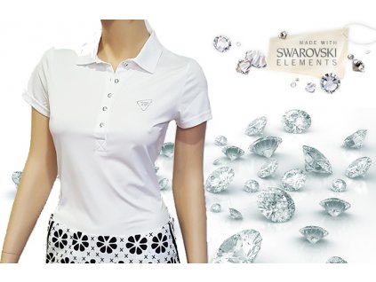 Tony Trevis dámské golfové tričko Swarovski elements - bílé