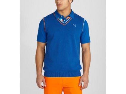 Puma pánská golfová vesta v retro stylu modrá