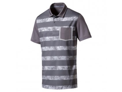 Puma Tailored Camo Stripe pánské golfové tričko šedé