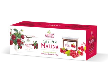 Čaj a extra džem MALINA - dárkové balení 250g