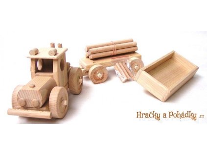 vyr dl 180 1 6196 276 dreveny traktor velky se 2 vleckami na vymenu