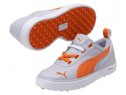 Puma juniorské golfové boty Monolite Mini - šedo oranžové