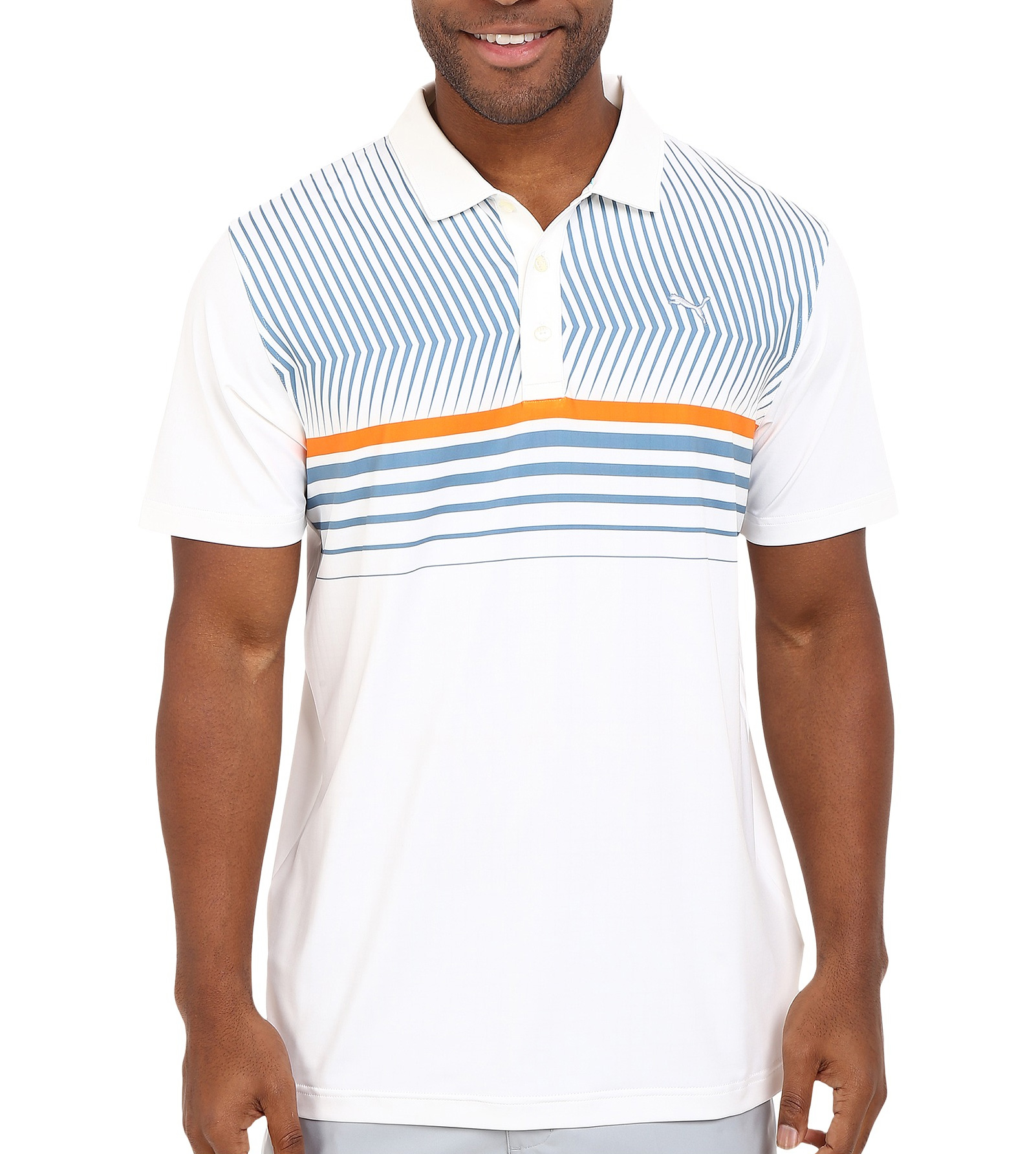 Puma Surface Stripe pánské golfové tričko bílé L
