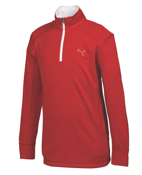 Puma Junior LS 1/4 Zip Top termo golfová mikina červená 128