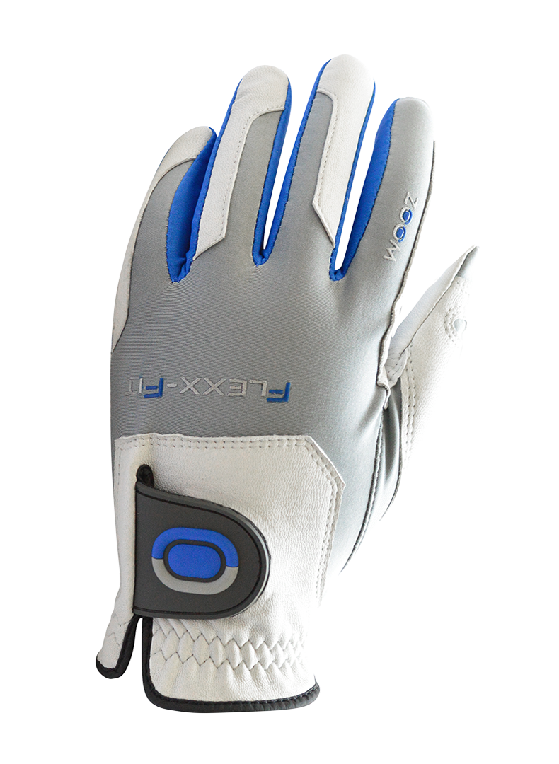 Pánská golfová rukavice ZOOM bílá-stříbrná-modrá