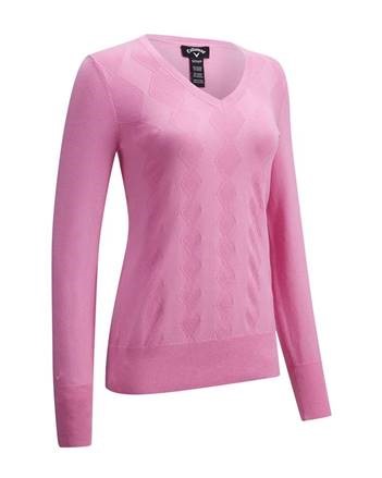 Callaway dámský golfový svetr do V, fuchsia pink XS