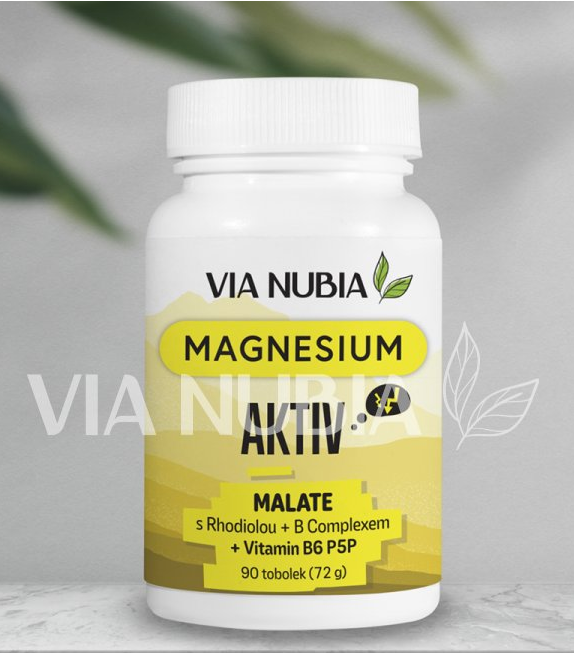 Magnesium AKTIV Malate + Rhodiola + B-Complex + B6 P5P, 90 kapslí