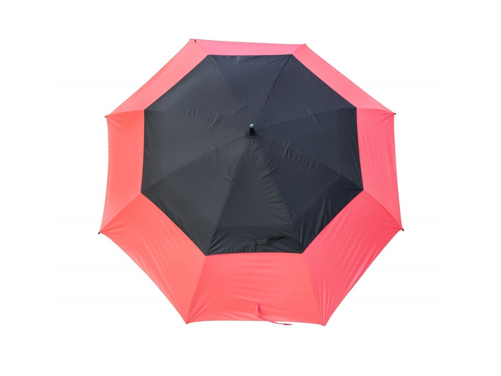 TourDri golfový deštník s UV ochranou 64" koralovo červeno-černý