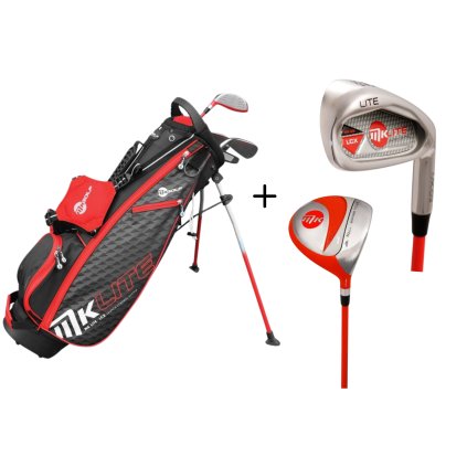 Dětská železa značky MKids Golf pro děti s výškou kolem 145cm (9 11 let). Obsahují odlehčené shafty speciálně pro dětský švih, barevně sladěné gripy a vysoce kvalitní hlavy z nerezové oceli. (2)