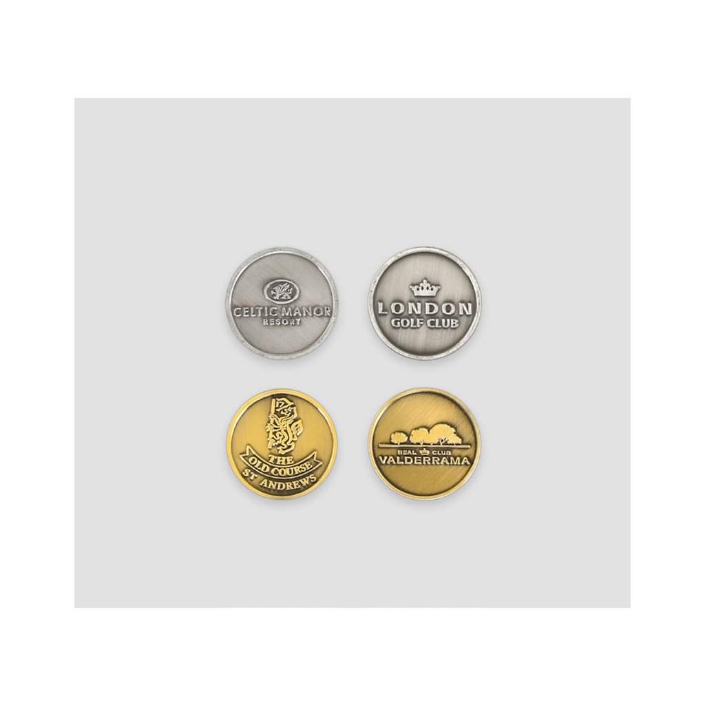 Wytrawione markery do gry w golfa, 100 szt. (kolor antycznego srebra)