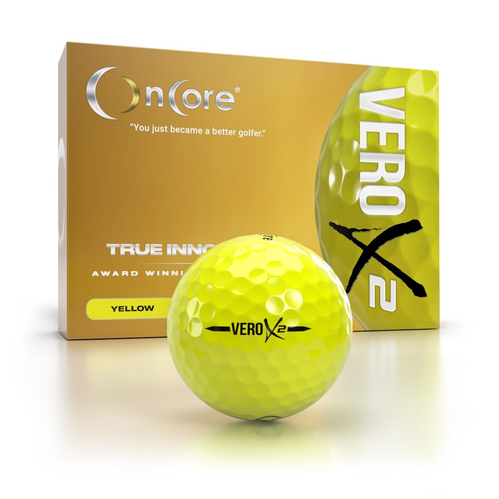 Nadruk na żółtej piłce golfowej OnCore VERO X2